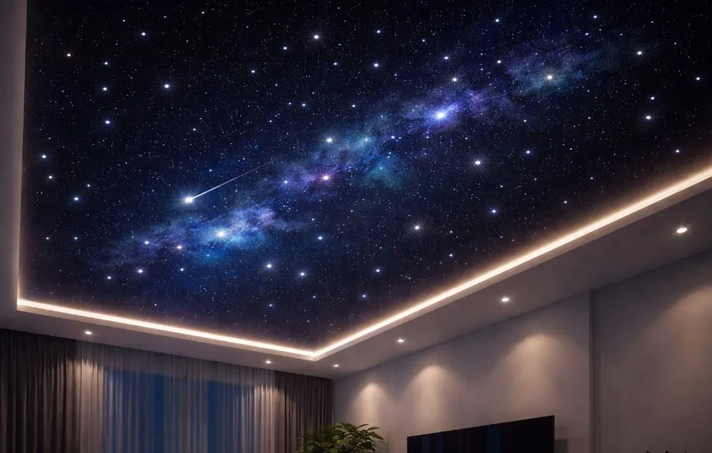 Натяжные потолки с эффектом "звездное небо": как это работает